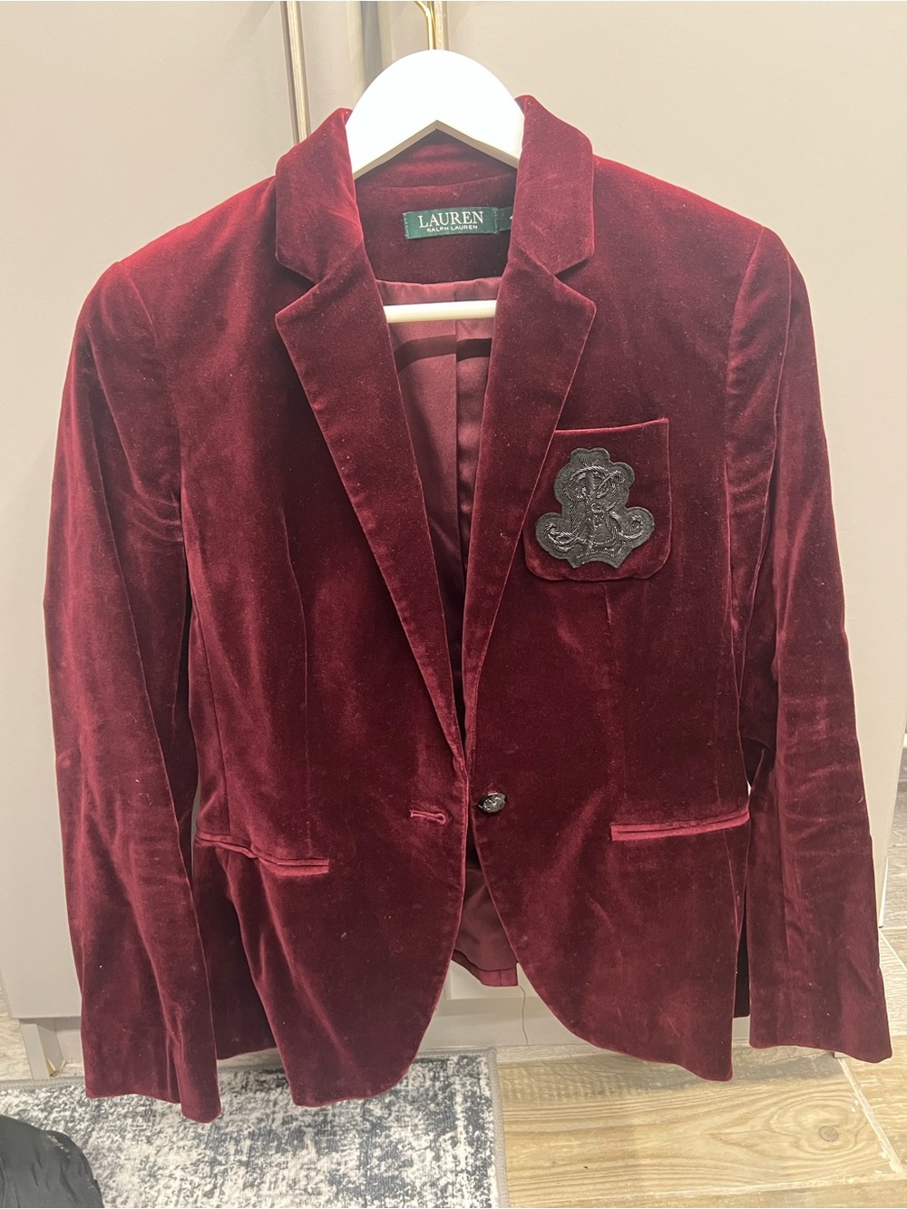 Lauren Ralph Lauren Women’s Burgundy Velvet Blazer